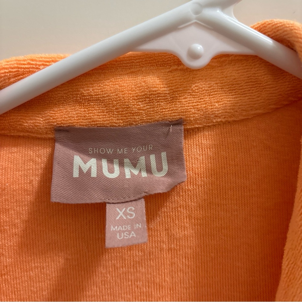 Show me your Mumu Orange Terry Cloth 2pc Shorts Set Beachy Coastal Summer - Picture 3 of 6